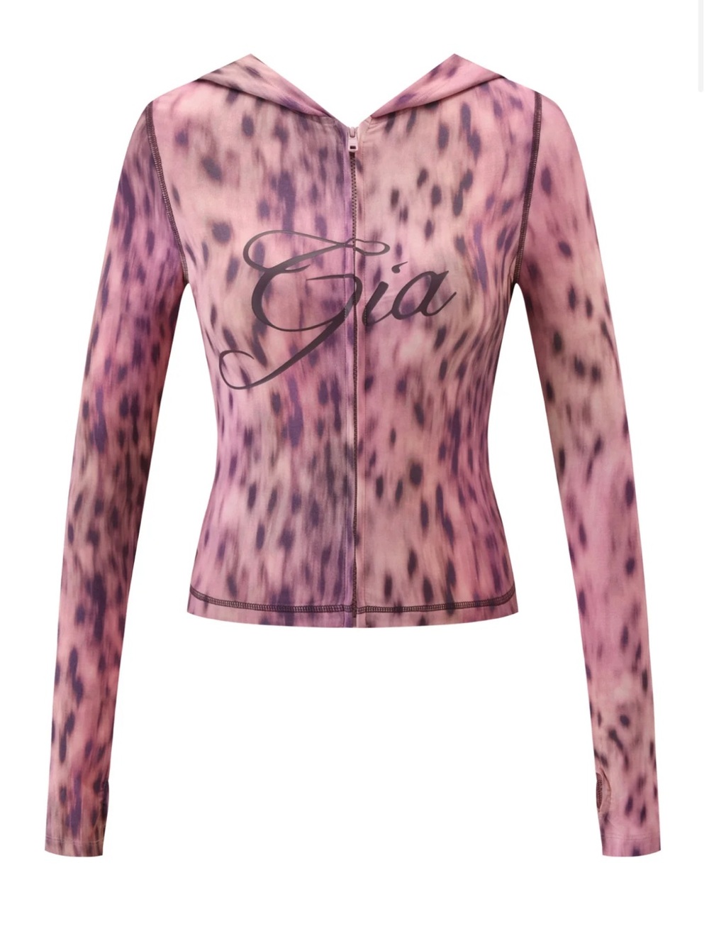 I.AM.GIA Pink Leopard-Print Zip Hoodie Jacket